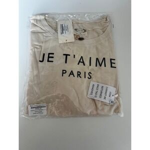Mia Joy Je T'aime Paris Graphic T-Shirt Women's XL Short Sleeve‎ Top Tee NWT